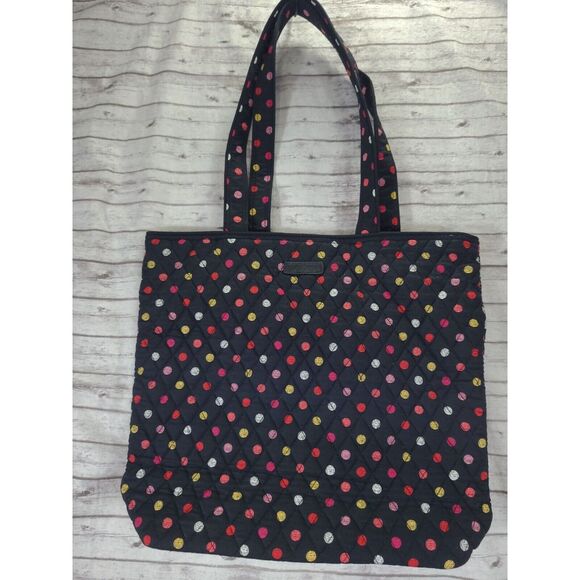 Vera Bradley Handbags - Verra Bradley Black Polka Dot Purse ROSE Print Lining‎